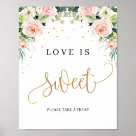 Boho-liefde is een zoet teken. Duw roze florale gr Poster