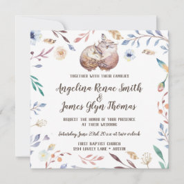 Boho Liefde Uilen Trouwkaart Bloemen Kaart