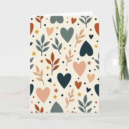 Boho Liefdes Hartjes Bladeren Kaart (Voorkant)