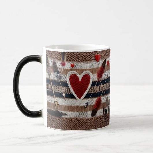 Boho Liefdeshart Pijlen Brei Kleur Morphing Mok (Links)