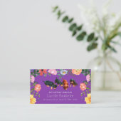 Boho Lieve Dachshond Huisdier Zitten Wilde Bloemen Visitekaartje (Staand voorkant)