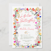 Boho lifetime vlinders wildflower vrijgezellenfees kaart (Voorkant)