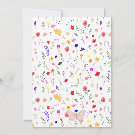 Boho lifetime vlinders wildflower vrijgezellenfees kaart (Achterkant)