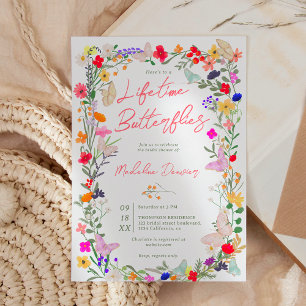 Boho lifetime vlinders wildflower vrijgezellenfees kaart
