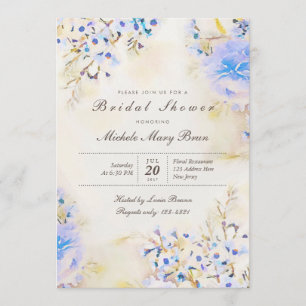 Boho Light Blue Floral Vrijgezellenfeest Invite Kaart