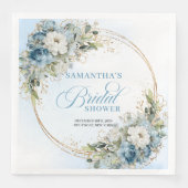 Boho light blue flowers eucalyptus gold bridal servet (Voorkant)