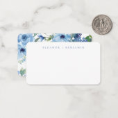 Boho Light Blue Waterverf Floral Gift Enclosure Notitiekaartje (Voorkant / Achterkant in situ)