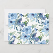 Boho Light Blue Waterverf Floral Shower Bedankkaart (Achterkant)