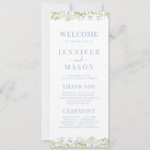 Boho Light Blue WildFlower Wedding Program Card (Voorkant)