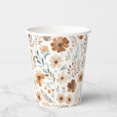 Boho Light Brown Flower  Papieren Bekers (Voorkant)