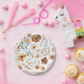 Boho Light Brown Flower Papieren Bordje (Feest)