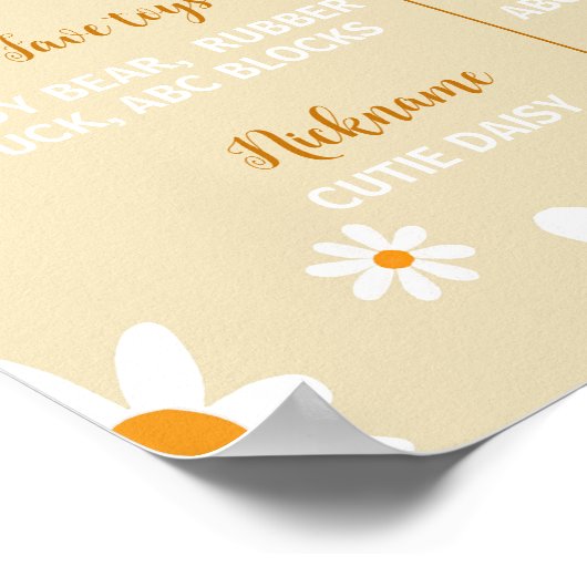 Boho Light Daisy 1e Verjaardagsfeest Mijlpaal teke Poster (Hoek)