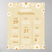 Boho Light Daisy 1e Verjaardagsfeest Mijlpaal teke Poster (Voorkant)