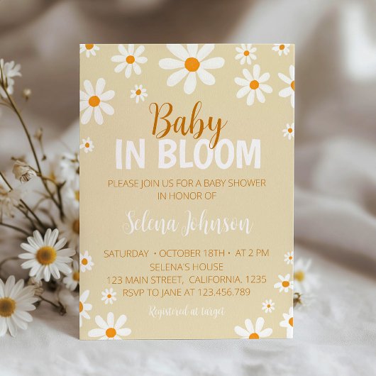 Boho Light Daisy Baby shower Uitnodiging