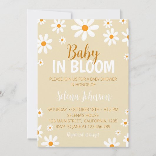 Boho Light Daisy Baby shower Uitnodiging (Voorkant)
