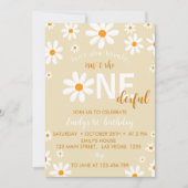 Boho Light Daisy Eerste Verjaardagsfeestuitnodigin Kaart (Voorkant)