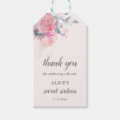 Boho Light Soft Pink Flowers Sweet 16 Cadeaulabel (Voorkant)
