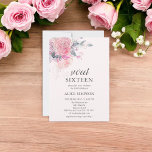 Boho Light Soft Pink Flowers Sweet 16 Uitnodiging<br><div class="desc">Boho lichtblush roze bloemen met bladeren.</div>