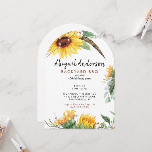 Boho Lights Achtertuin BBQ Verjaardagsfeest Kaart (Voorkant / Achterkant in situ)