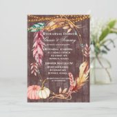 Boho Lights Pumpkin Rehearsal Dinner Invite Kaart (Staand voorkant)