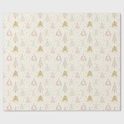 Boho lijn Kerstboom Wrapping Paper Cadeaupapier (Vlak)