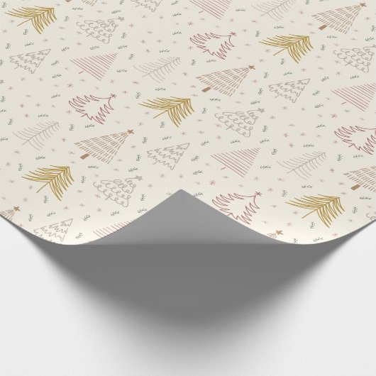 Boho lijn Kerstboom Wrapping Paper Cadeaupapier (Hoek)