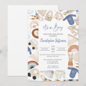Boho lijst babyjongen kleding en speelgoed neutraa kaart (Voorkant / Achterkant)