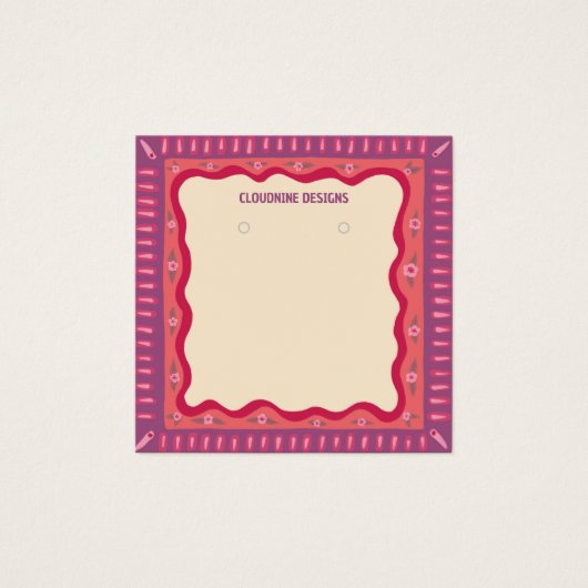 Boho Lijst Oorbel Ketting Sieraden Display Kaart (Voorkant)