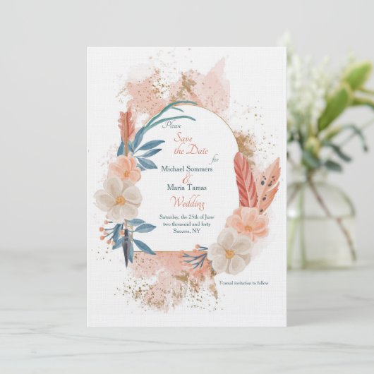 Boho Lijst Save the Date Kaart (Staand voorkant)