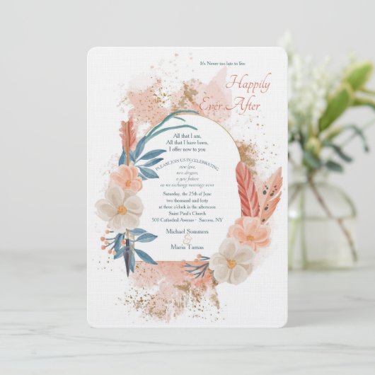 Boho Lijst tweede huwelijksuitnodiging Kaart (Staand voorkant)