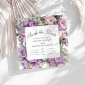Boho Lila Bloemen Bruiloft Save the Date