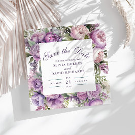 Boho Lila Bloemen Bruiloft Save the Date