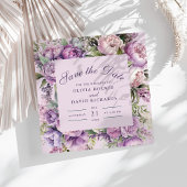 Boho Lila Bloemen Bruiloft Save the Date