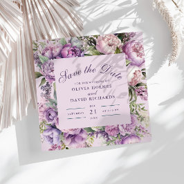 Boho Lila Bloemen Bruiloft Save the Date