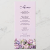 Boho Lila Bloemen Bruiloftsmenu Menu (Voorkant)