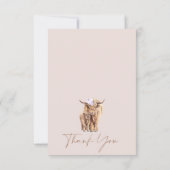 Boho Lila Bloemenboog Highland Koe Baby shower Bedankkaart (Achterkant)