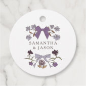 Boho Lila Bow Bloemen Huwelijksgunst Labels (Voorkant)