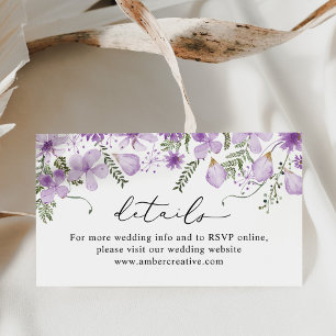 Boho Lila bruiloft Website Details Enclosure Kaart Visitekaartje
