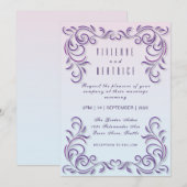 Boho lila decoratieve lesbische bruiloft kaart (Voorkant / Achterkant)