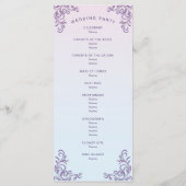 Boho lila decoratieve lesbische bruiloft programmakaart (Achterkant)