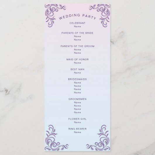Boho lila decoratieve lesbische bruiloft programmakaart (Achterkant)