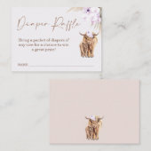 Boho Lila Koe Baby shower Luier Raffle Insert Visitekaartje (Voorkant / Achterkant)