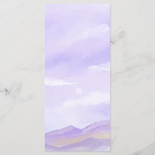 Boho Lila Nacht Berglandschap Bruiloft Menu (Achterkant)