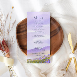 Boho Lila Nacht Berglandschap Trouwmenu Menu