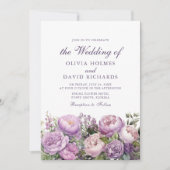 Boho Lila pioenen bruiloft Kaart (Voorkant)