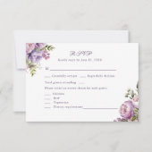 Boho Lila Pioenen & Wildbloemen Bruiloft RSVP Kaar Bedankkaart (Voorkant)