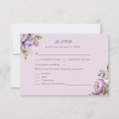 Boho Lila Pioenen & Wildbloemen Bruiloft RSVP Kaar Bedankkaart (Voorkant)