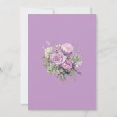 Boho Lila Pioenrozen Bruiloft Kaart (Achterkant)