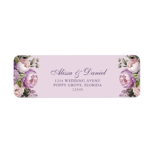Boho Lila Pioenrozen retouradres Etiket (Voorkant)
