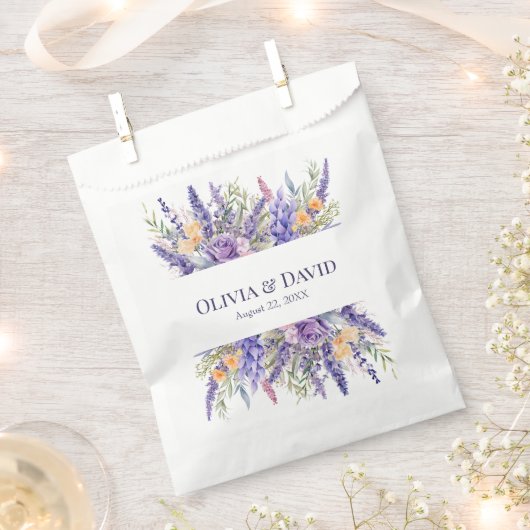 Boho Lila Waterverf Wildflower Wedding Bedankzakje (Geknipt)